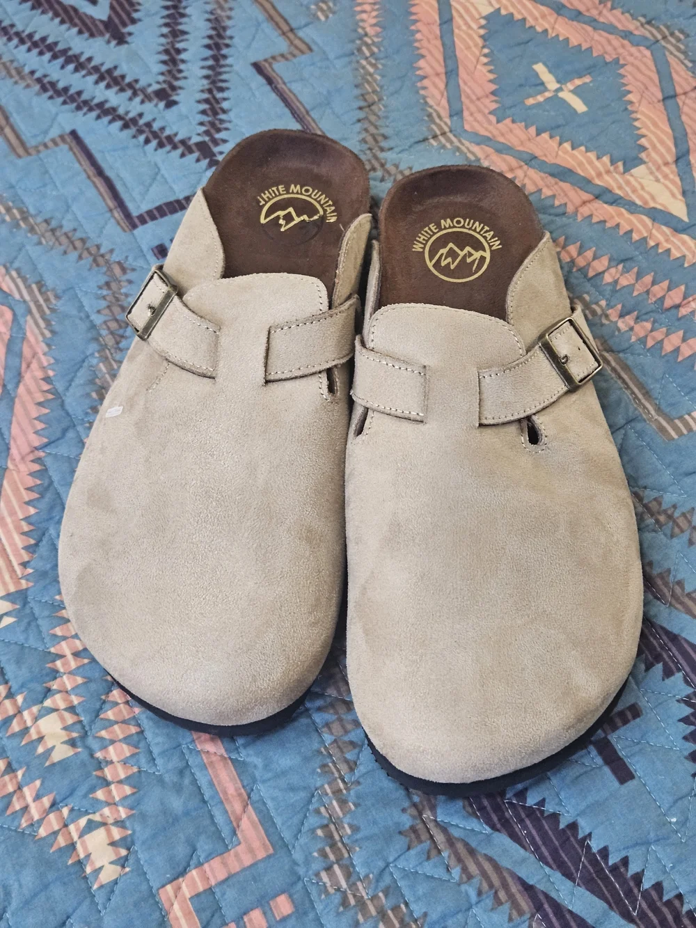 White Mountain Men's Suede Slip-On Clog in Light Taupe